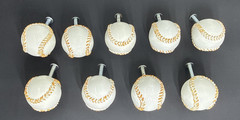 Set of 9 Baseball Dresser Drawer Pulls Cabinet Door Knobs Childs Sports Decor