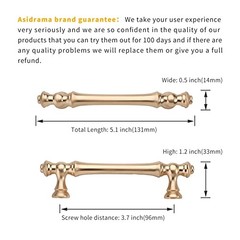 3.75 Inch(96mm) Kitchen Cabinet 3.75″ Hole Center Brushed Brass 6 Pack
