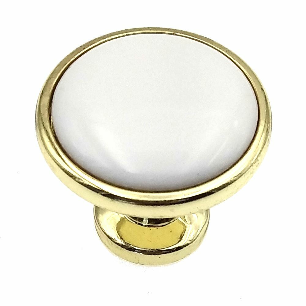 Polished Brass 1 1/4″ Cabinet Knob, White Ceramic Center Kraftmaid 7050846