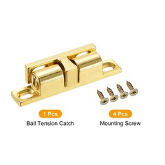43mm Zinc Alloy Double Ball Tension Roller Catch for Cabinet Door Gold