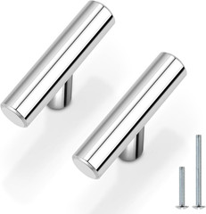 30 Pack |2 inch Drawer Pulls Polished Chrome Cabinet Knobs, Euro T bar Cabine…
