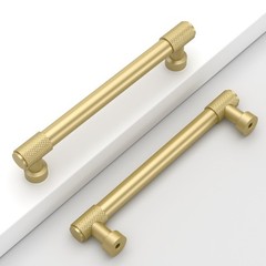 10 Pack CK0028 Matte Gold Knurled 5 In Hole Center Cabinet Pull Handles