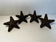 4 Cast Iron Starfish Drawer Pulls Brown Coastal Nautical Beach Home Decor Screws