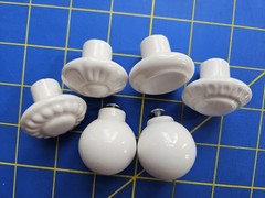 6 Different Vtg White Round Ceramic Cabinet Door Drawer Knobs Eclectic Bohemian