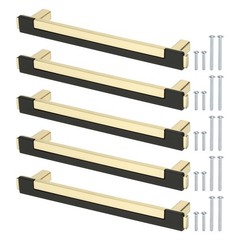 5Packs 6.1 Inch Bathroom Dresser Handles 5 Inch Hole Center Black Gold