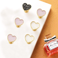 4Pcs Shining-Purple-Crystal-Diamonds-Drawer-Knobs, Golden-Brass-Heart-Dresser-Pu