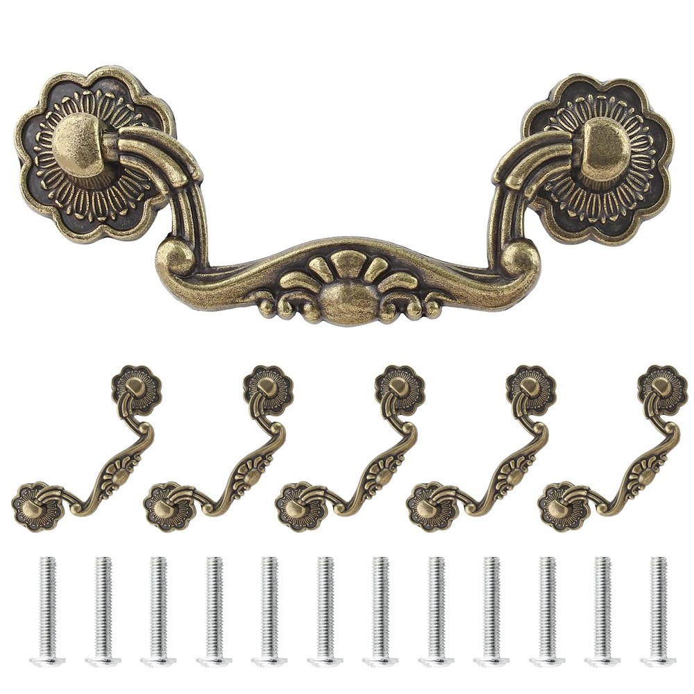 Uenhoy 6 Pcs 3 Inch Bail Handle Drop Pulls 3 Hole Spacing, Bronze