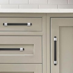 khtumeware 12 inch 5 Pack Matte Black/Polished Chrome Cabinet pulls Alloy, Ki…