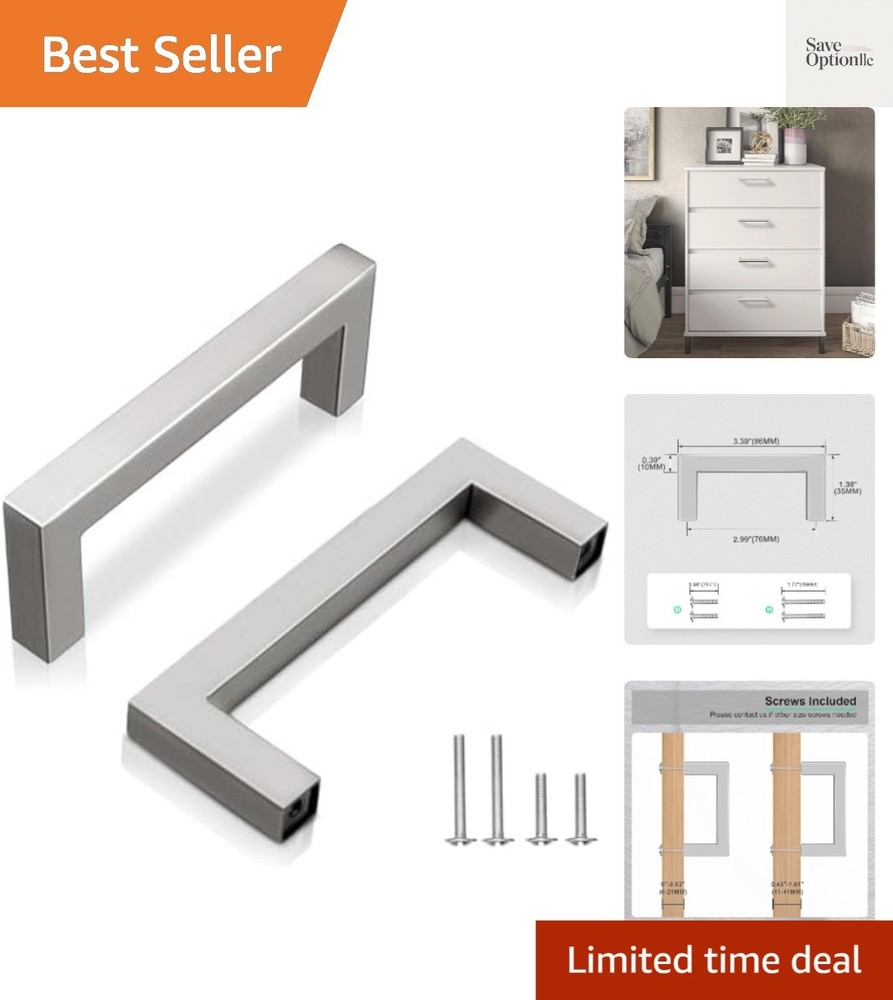 3″ Brushed Nickel Stainless Steel Cabinet Handles 10 Pack – Modern Kitchen Dr…