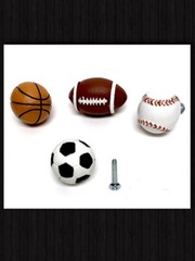 Sports Cabinet Dresser Drawer Knobs Soccer Basketball Baseball Football 917415