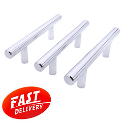 Metallic Chrome Cabinet Bar Handle European Bar Pull Kitchen Cabinet Handle Pull
