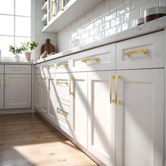 KNOBWELL 20 Pack Brushed Gold Cabinet Pulls 6-3/10 Inch (160mm)