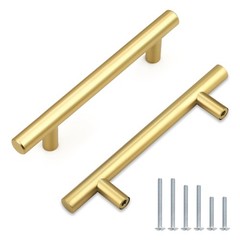 Knobonly 30 Pack 3-3/4 Inch Hole Center Gold Cabinets Pulls Brushed Brass Kitche