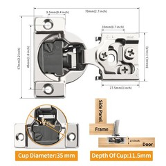 10PCS 3/4 Inch Overlay 4D Soft Close Concealed Hinges Face Frame Door