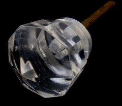 GLORIOUS ART DECO CLEAR GLASS KNOBS PULLS HANDLES FIRE POLISHED HAND CUT