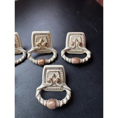 Vintage Amerock Bonaventure fixed ring pulls in a Regency White and Gold finish