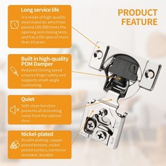 10PCS 3/4 Inch Overlay 4D Soft Close Concealed Hinges Face Frame Door