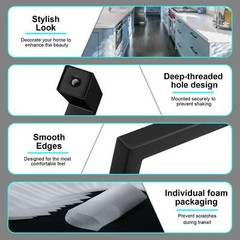 Matte Black Square Modern Cabinet Handles Pulls Kitchen Drawer Stainless Steel