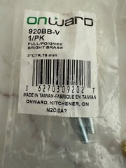 Onward Drawer Handles 920BB-V Bright Brass Finish 3″CTR 76mm Made in Taiwan