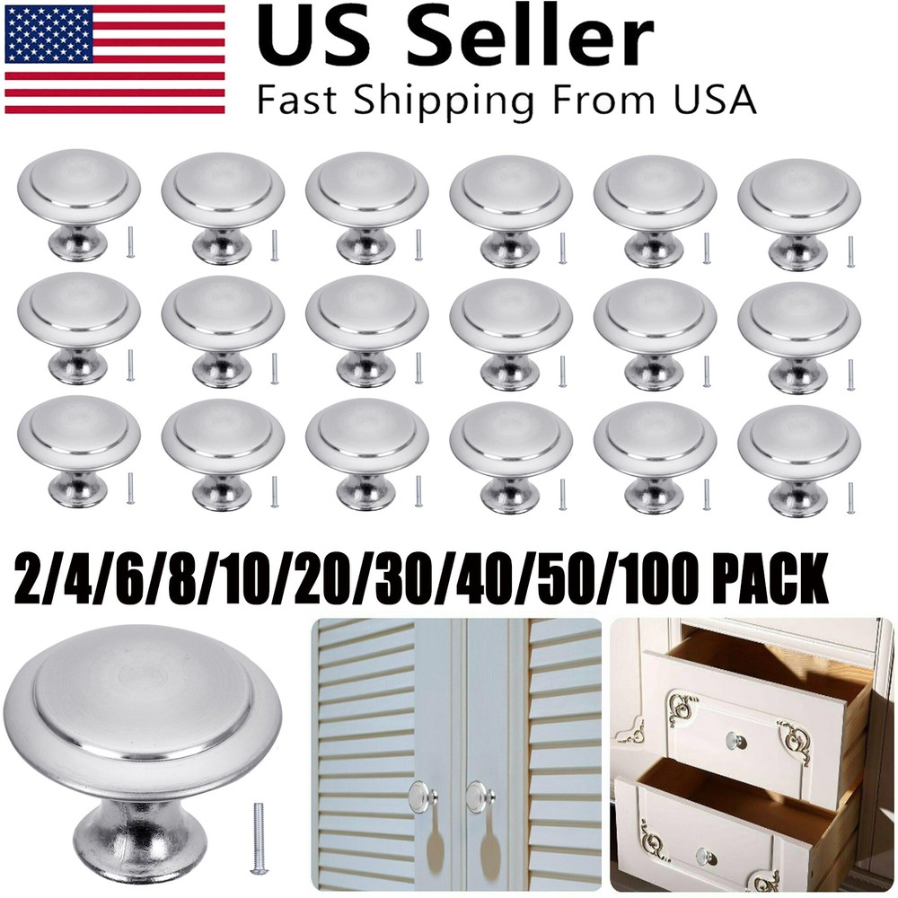 5-100x Door Knobs Steel Cabinet Pulls Cupboard Dresser Drawer Kitchen Handles