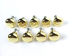 Set of 9 Solid Brass Round Mushroom Knobs Cabinet Drawer Pulls Hardware Screws