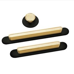 Black & Brushed Brass Drawer Pulls Kitchen Cabinet Cupboard Handles Pulls Knobs
