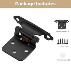 20 Pack 10 Pair Black Cabinet Hinges – 1/2 inch Overlay Kitchen Cabinet Hinge…