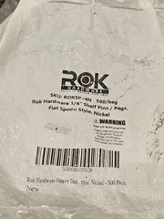 (QTY 500) ROK ROKSP14N: 1/4 Inch Pin Spoon Shaped Shelf Support Nickel Plated