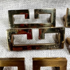 Vintage Greek Key Brass Drawer Pulls Set of 6 Hollywood Regency Fretwork Handles
