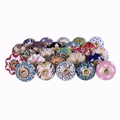 Indian Handmade Ceramic Door Knobs Lot of 10 Pc Kitchen Cabinet Door Handle Pull