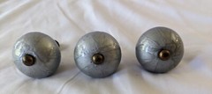 Silver Gray Round Knobs Pulls Iridescent Swirl Vintage Inspired Metal Center 3