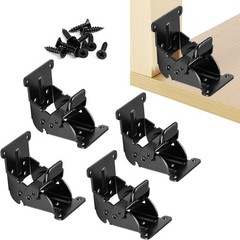 Folding Brackets 4 Pack, Heavy-Duty Self-Locking Hinges with Screws, Foldable L