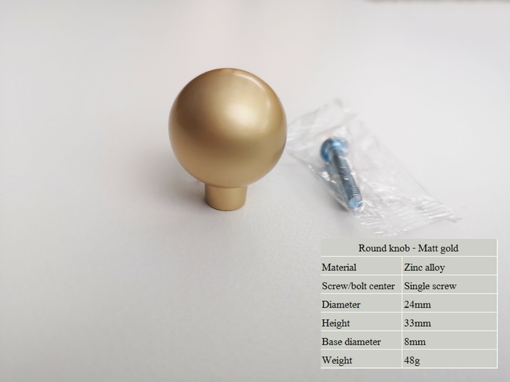 Cabinet Handles Knobs Matt Gold Zinc Alloy 96 128 160mm 1 Pc