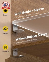 50 Pcs L-Shaped Shelf Support Pegs, 6mm Cabinet Shelf Pins with Rubber Sleeves,