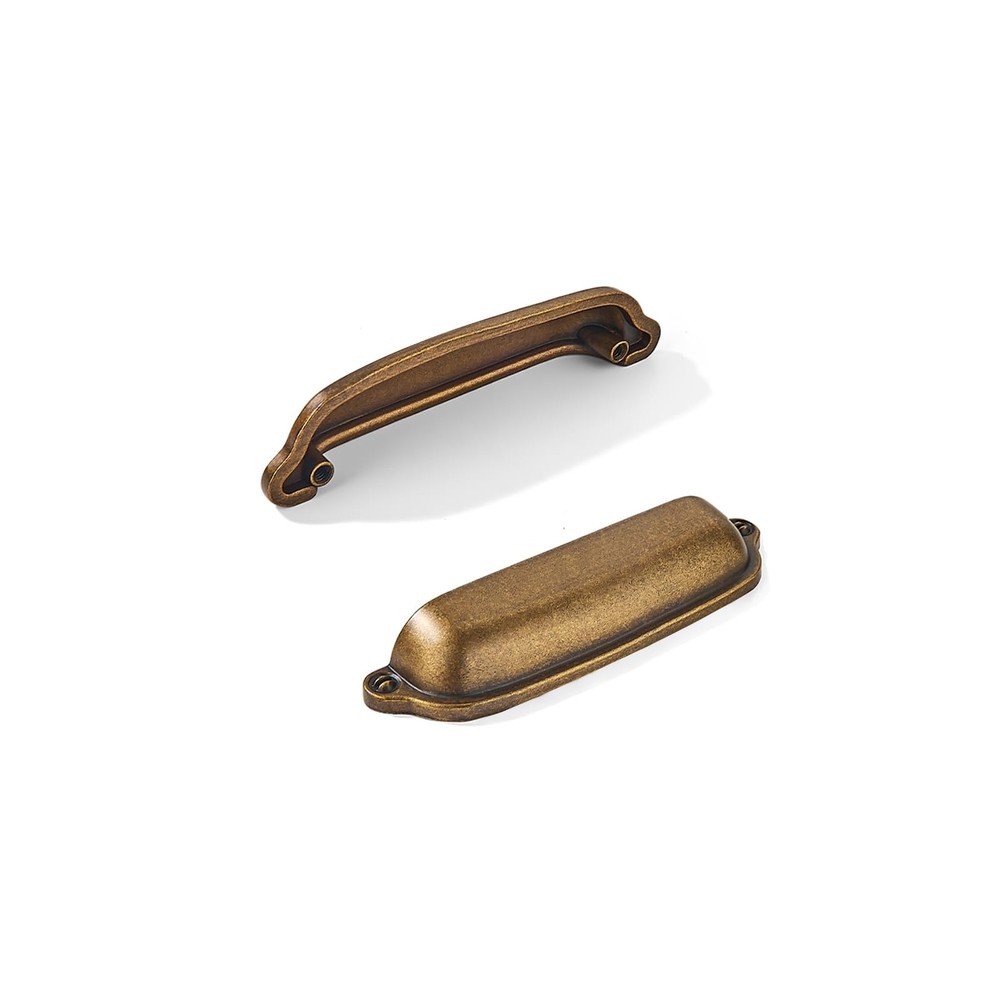 2 PCS Antique Brass Cup Pulls 21/2 Inch Center Cabinet Drawer Handles