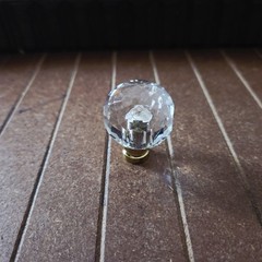 1.25 in Round Faceted Glass Crystal Knobs With polished brass Base-Jado hardware