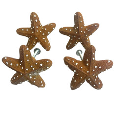 Lot of 4 Brown Starfish KNOBS… cabinets dressers cupboards USED Painted