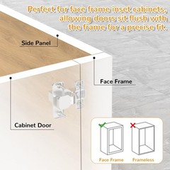 Chibery 20 Pack Face Frame Inset Cabinet Hinges 105° Soft Close Heavy Duty for