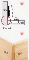 100-Salice Inset Cabinet Concealed Hinges 105°, Screw-on