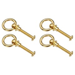 4Pcs 0.79 Inch Brass Drawer Pulls and Knobs Cupboard with Screws , Gold Tone