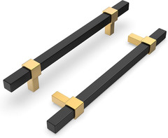 30 Pack Cabinet Handles Black and Gold Cabinet Pulls 5 Inch Hole Center Drawer P