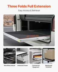 60″ Heavy Duty Locking Drawer Slides, 250lbs Capacity, Full Extension