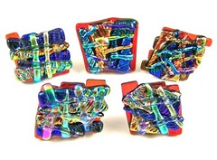DICHROIC Glass Cabinet Knobs Drawer Pulls Abstract Ripple Crumble Kitchen Bath