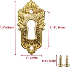 10 Pcs Gold Keyhole Zinc Alloy Keyhole Cover 1-4/5″L x 1″W Keyhole Plate for Ca
