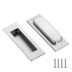 2 PCS Silver 4.72in Length Brushed Nickel Sliding Closet Door Handles Flush