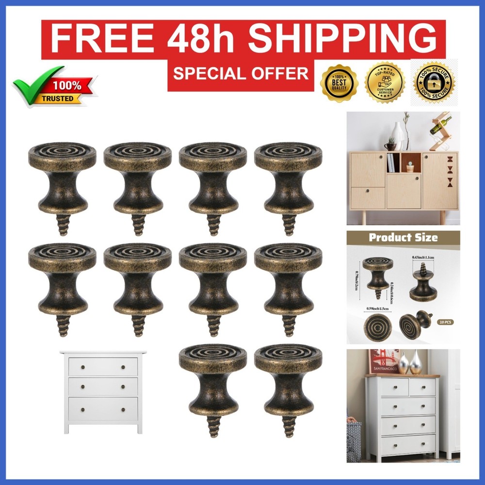 EupHHonycs 10 Pcs Mini Drawer Knobs Antique Bronze Round Pulls