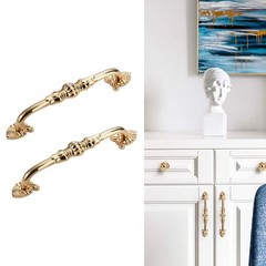 2 Pack Antique Brass Cabinet Handles 5 inch French Provincial Drawer Pulls Vi…