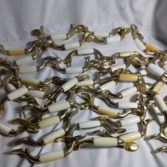 48 Piece Lot of Vtg White and Brass Cabinet Drawer Pulls Handles – As Is