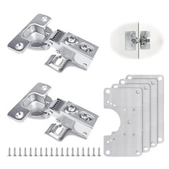 2 Pcs Cabinet Door Hinges, Hinge Repair Plate Kit Fix Loose Silver