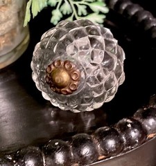 Clear Textured Glass Vintage Cabinet Knob kitchen bathroom pull w/ bronze facet